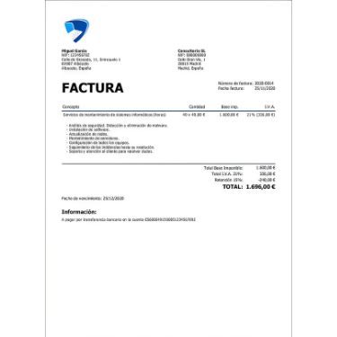Traducción jurada de factura emitida en España para trámites administrativos